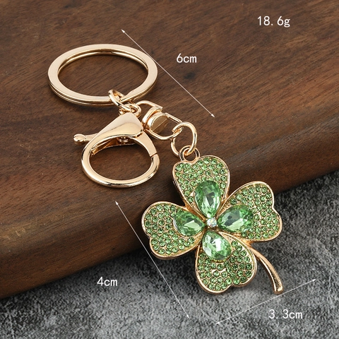 Portachiavi Quadrifoglio Lega Di Zinco Strass Cristallo Scintillante Ciondolo Per Borsa Regalo Di Lusso Per Donne