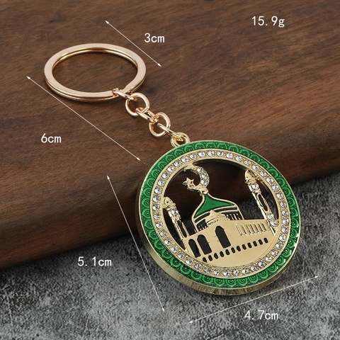 Portachiavi Architettura Moschea Lega Dorata Strass Smalto Mezzaluna Stella Ciondolo Religioso Decorazione Borsa