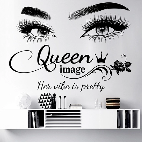 Muurstickers Koningin Afbeelding PVC Waterdicht Wimpers Kroon Roos Kunst Stickers Woondecoratie Woonkamer Slaapkamer