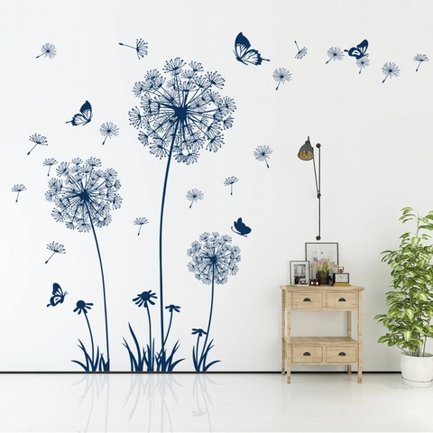 Pegatinas De Pared De Diente De León Mariposa PVC Impermeable Calcomanías De Arte Extraíbles Para Sala Dormitorio Decoración