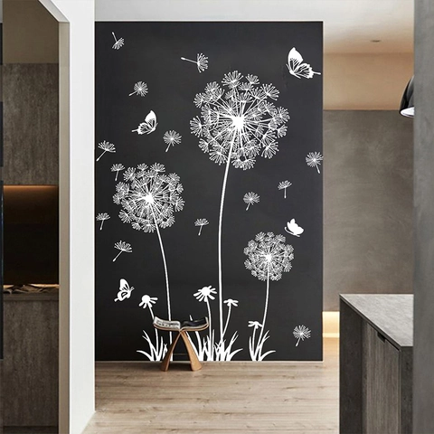 Pegatinas De Pared De Diente De León Mariposa PVC Impermeable Calcomanías De Arte Extraíbles Para Sala Dormitorio Decoración