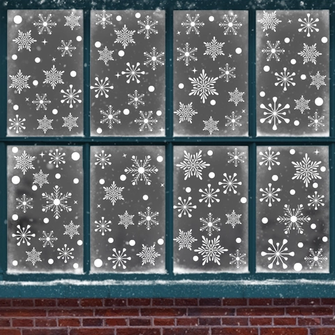 Snowflake Christmas Window Stickers Static Cling PVC Double Sided Winter Decor For Glass Home Shop
