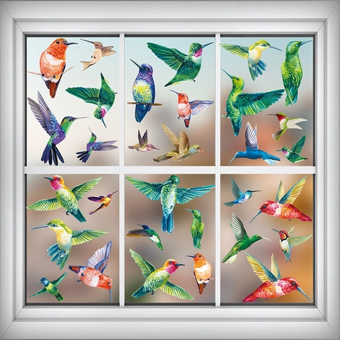 Pegatinas Ventana Colibrí Colorido Estático Vidrio Doble Cara Anticolisión Impermeable Para Decoración Hogar Cocina