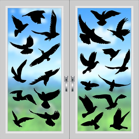 Kollisionsschutz Vogel Silhouette Fensteraufkleber Doppelseitig Statisch PVC Dekorbögen Für Glasfenster Haus Dekor