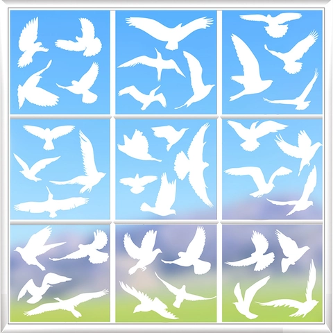 Hummingbird Anti Collision Window Clings Static Bird Silhouette Stickers Double Sided PVC Decorative Home Office Glass