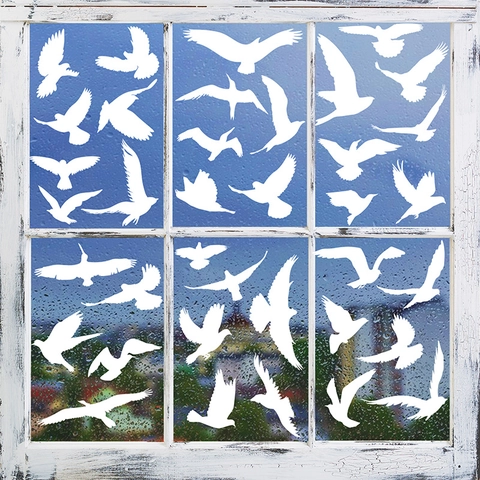 Pegatinas de Ventana Anticolisión de Colibrí Blanco Calcomanías Estáticas de Aves para Vidrio Siluetas de Aves Impresas de Doble Cara para Prevenir Choques