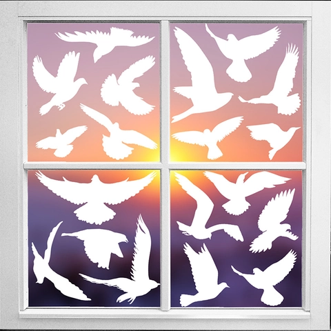 Pegatinas de Ventana Anticolisión de Colibrí Blanco Calcomanías Estáticas de Aves para Vidrio Siluetas de Aves Impresas de Doble Cara para Prevenir Choques
