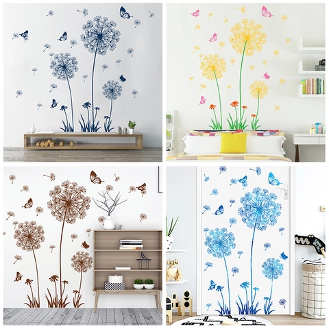 Dandelion Butterfly Wall Stickers Waterproof PVC Removable Decals For Living Room Bedroom Modern Home Decor