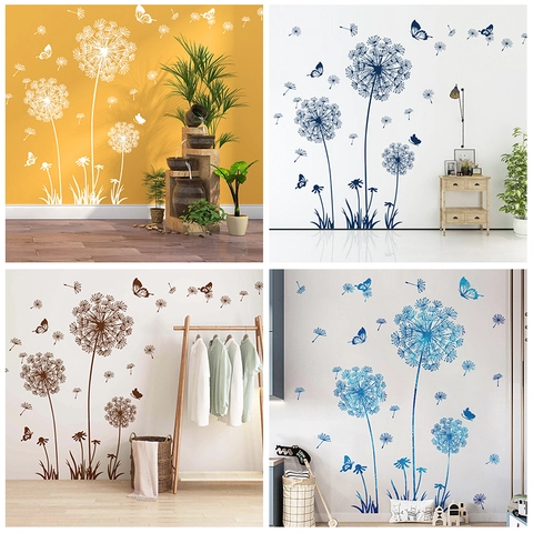 Dandelion Butterfly Wall Stickers Waterproof PVC Removable Decals For Living Room Bedroom Modern Home Decor