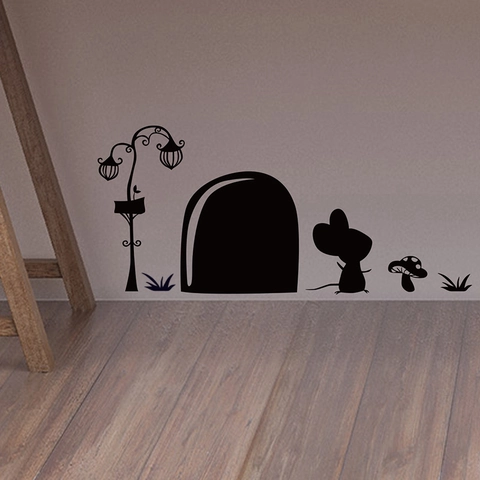 Stickers Muraux Trou De Souris Dessin Animé PVC Imperméable Décoratif Silhouette Animale Pour Salon