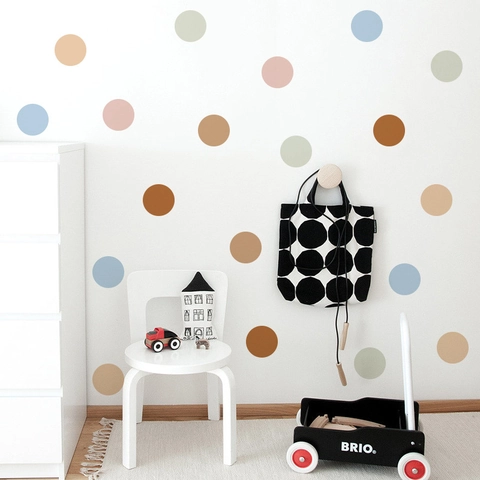 Boho Polka Dot Heart Daisy Wall Stickers PVC Removable DIY Decals For Kids Nursery Room Morandi Color