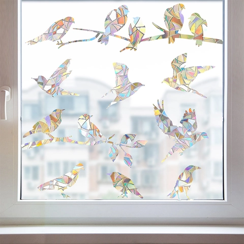Regenbogen Vogel Fensterbilder Statische Prismen PVC Aufkleber Anti-Kollision Glas Tür Dekoration Vogelschlag Prävention