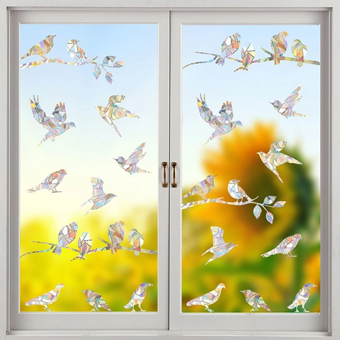 Regenbogen Vogel Fensterbilder Statische Prismen PVC Aufkleber Anti-Kollision Glas Tür Dekoration Vogelschlag Prävention