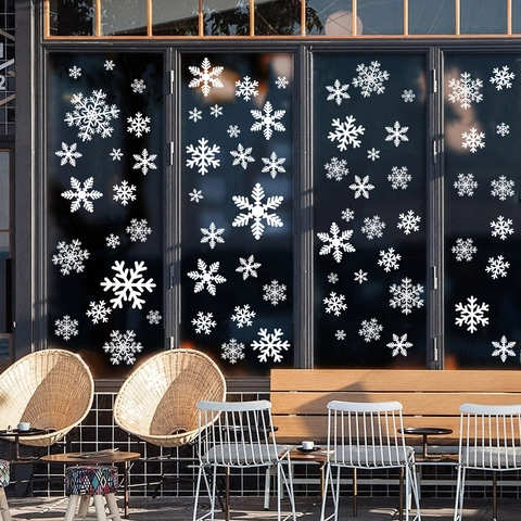 Christmas Snowflake Window Clings PVC Static Stickers Double Sided For Glass Door Shop Home Winter Holiday Decoration