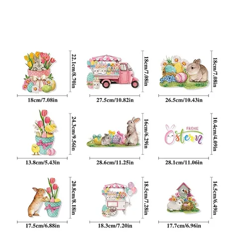 Easter Window Clings Static Stickers Double Sided Rabbit Egg Flower Gnomes Spring Glass Decoration Decals