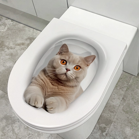 Adesivi Per WC 3D Creativi Gatto Cane Scoiattolo Impermeabile PVC Decalcomanie Murali Animali Per Bagno Decorazione