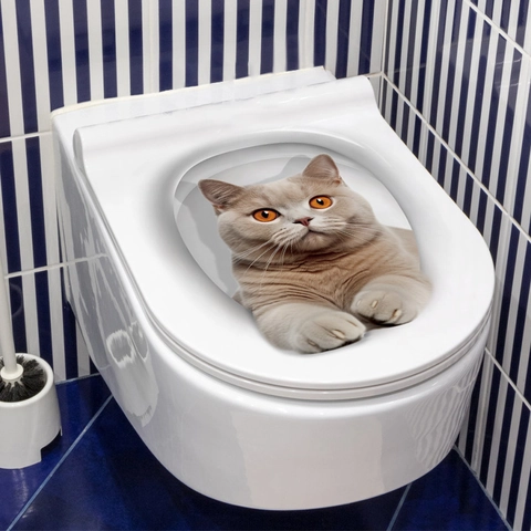 Adesivi Per WC 3D Creativi Gatto Cane Scoiattolo Impermeabile PVC Decalcomanie Murali Animali Per Bagno Decorazione