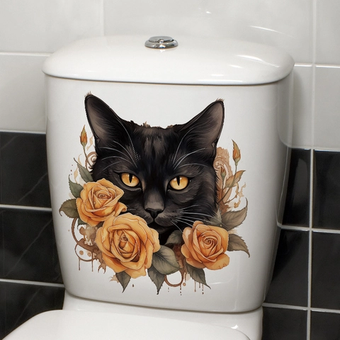 Halloween Toilet Sticker PVC Waterproof Gothic Skull Ghost Black Cat Decal Bathroom Decorative Festive Atmosphere Accessory