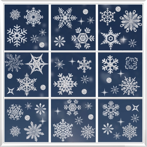 Glitzer Schneeflocke Fensteraufkleber Weihnachten Statisch Haftende Glasbilder Für Winter Urlaub Zuhause Party Dekoration