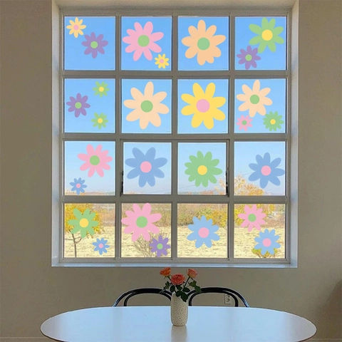 Autocollants De Fenêtre Printemps Double Face Statique PVC Fleurs Papillon Colibri Décalcomanies Pour Vitres