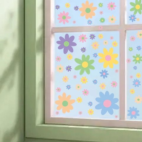 Autocollants De Fenêtre Printemps Double Face Statique PVC Fleurs Papillon Colibri Décalcomanies Pour Vitres