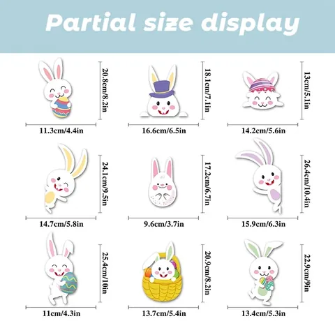 Easter Window Clings Static Stickers Double Sided Cartoon Bunny Rabbit Colorful Egg Flower Holiday Glass Decoration Home Decor
