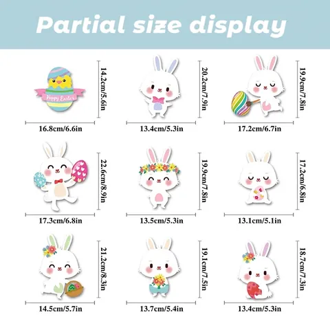 Easter Window Clings Double Sided Static Film Stickers Cartoon Rabbit Gnome Colorful Egg Waterproof Glass Decor Home