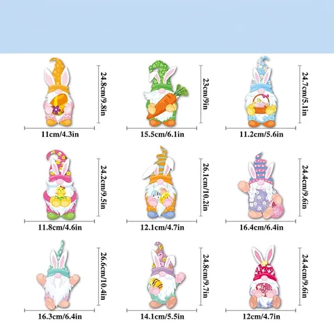 Easter Window Clings Gnome Bunny Eggs Static Sticker PVC Double Sided Glass Decals Holiday Decoration For Home