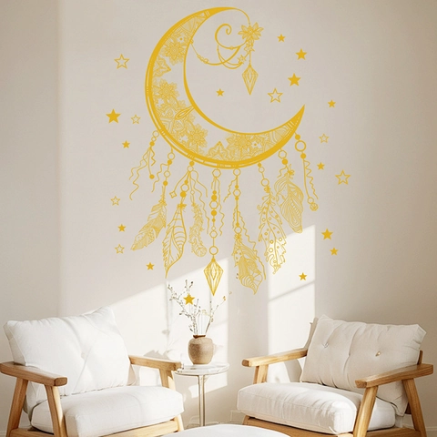 Ramadan Moon Stars Lantern Wall Stickers PVC Gold Blue Mandala Pattern Islamic Eid Mubarak Home Decor Living Room Bedroom Decal