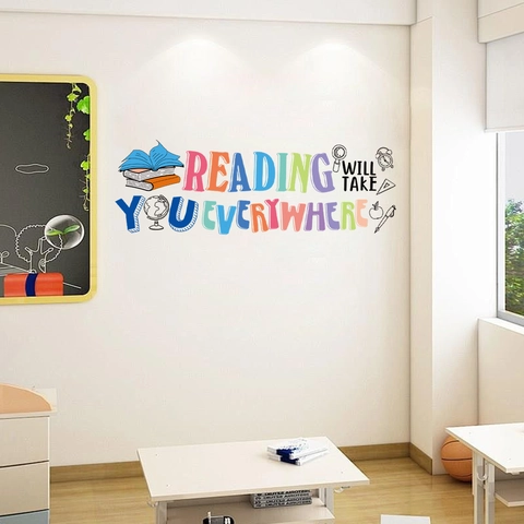 Inspirerende Lezen Muurstickers PVC Statisch Educatieve Citaten Decoratie Voor Klaslokaal Bibliotheek Kinderkamer