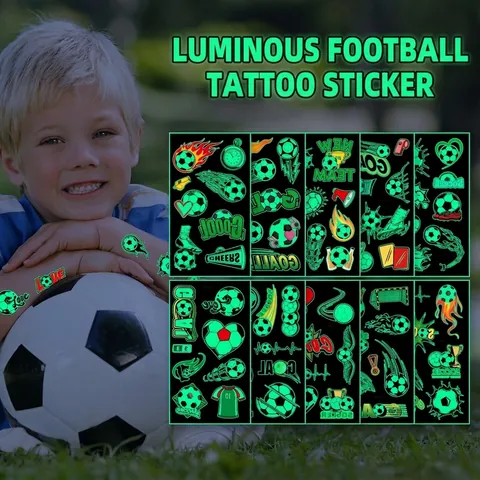 Leuchtende Fußball Tattoo Aufkleber Glow In Dark Kinder Party Zubehör Wasserdichte Fan Körper Kunst