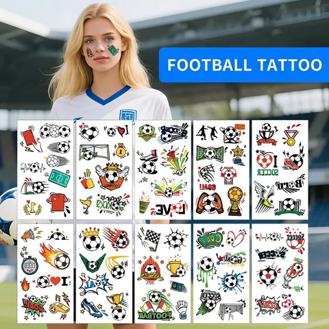 Adesivi Per Tatuaggi Temporanei Di Calcio Tema Tifosi Decorazione Festa Impermeabile Arte Del Corpo Per Bambini E Adulti