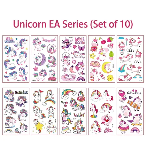 Cartoon Einhorn Temporäre Tattoo Aufkleber Für Kinder Wasserdicht Regenbogen Stern Herz Design Kinder Body Art Party Dekor
