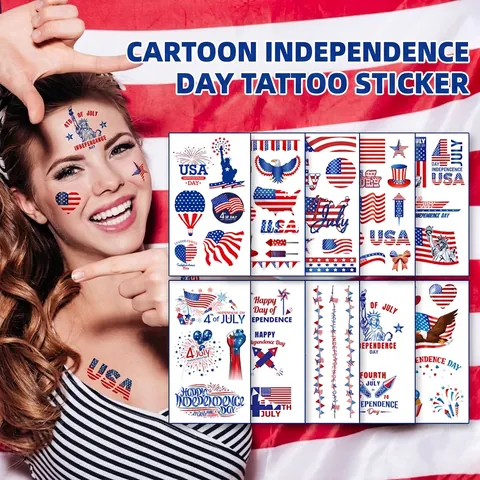 Unabhängigkeitstag Temporäre Tattoo Aufkleber Wasserdicht Patriotisch US Flagge Freiheitsstatue Für Feiertags Party