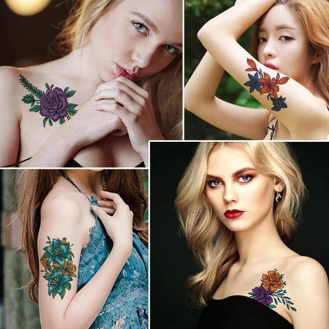 Tatuaggi Temporanei Fiore Mandala Schizzo Impermeabile Resistente Al Sudore Body Art Sexy Per Donne Uomini