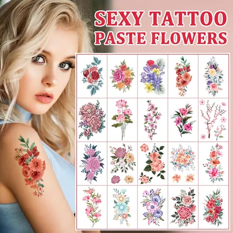 Adesivi Per Tatuaggi Temporanei Con Fiori Realistici Impermeabili Acquerello Floreale Arte Del Corpo Donne Ragazze