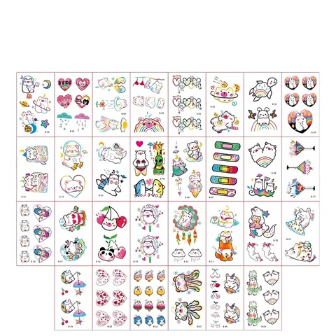 Tatouages Temporaires Imperméables Dessins Animés Mignons Colorés Décoration Corporelle Enfants Femmes Style Frais Et Durable