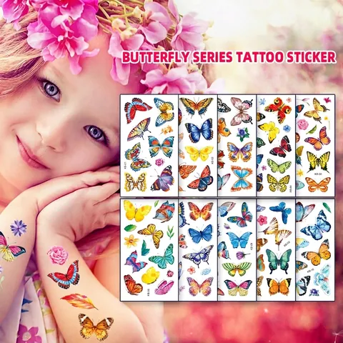 Tatuaggi Temporanei Farfalla Adesivi Colorati Impermeabili Lunga Durata Per Bambini Ragazze Festa Festival