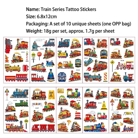 Adesivi Per Tatuaggi Temporanei Per Bambini Serie Treno Impermeabile Resistente Al Sudore Cartone Animato Arte Del Corpo Viso