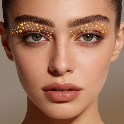 Metallic Gold Silver Temporary Face Tattoo Stickers Freckle Eye Makeup Stars Hearts Holographic For Party Festival