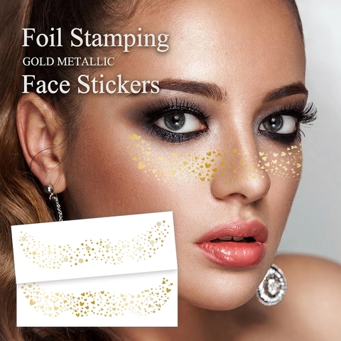 Metallic Freckle Temporary Tattoo Stickers Gold Silver Holographic Waterproof Face Makeup For Party Festival Accessory