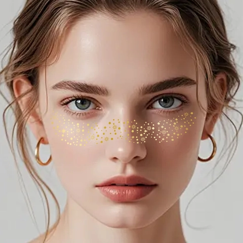 Autocollants De Tatouage De Taches De Rousseur Métalliques Maquillage Du Visage Motif D'étoile Pour Fête Cosplay Festival Nouveauté