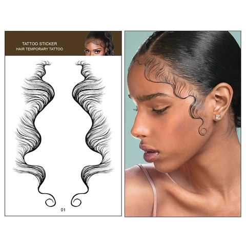 Hairline Temporäre Tattoo Aufkleber Wasserdicht Natürliche Baby Haar Kanten Aufkleber Für Frauen Make-up Lockige Stile