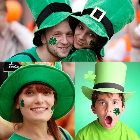 Tatuaggi Temporanei Shamrock Adesivi Trifoglio Verde Viso Corpo Decalcomanie Per St Patrick Day Festa Decorazioni Impermeabile