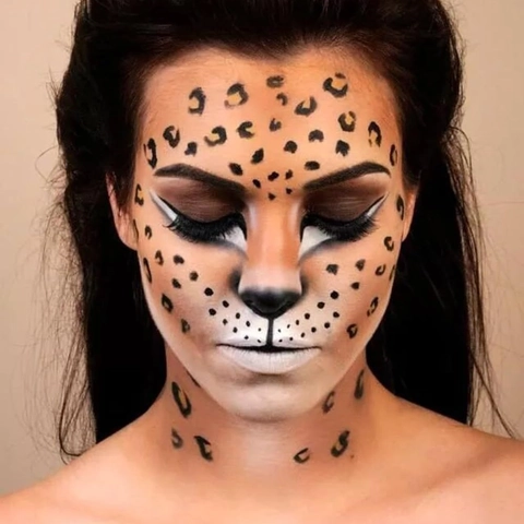 Leopard Print Face Temporary Tattoo Stickers Gold Foil Waterproof Metallic Animal Face Makeup For Party Cosplay