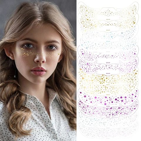 Metallic Freckle Temporary Tattoo Stickers Gold Silver Holographic Waterproof Face Makeup For Party Festival Accessory
