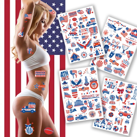 Tatuaggi Temporanei Giorno Dell Indipendenza Luglio Adesivi Patriottici Bandera Americana Aquila Viso Corpo Articoli Per Feste