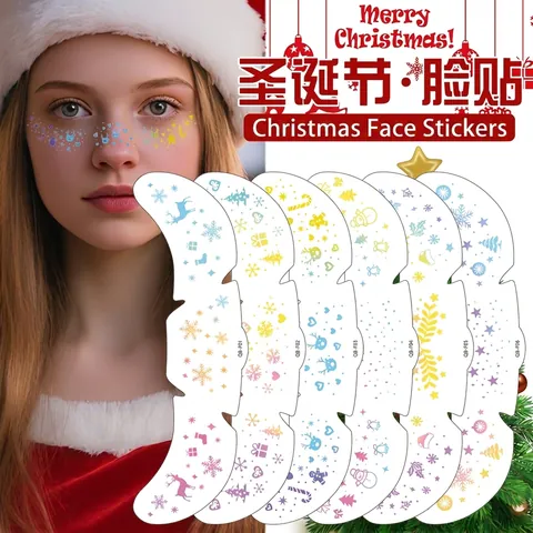 Tatuajes Temporales Faciales Metálico Dorado Plateado Láser Navidad Halloween Pecas Pegatinas Maquillaje Impermeable Mujeres Niñas Fiesta Deko