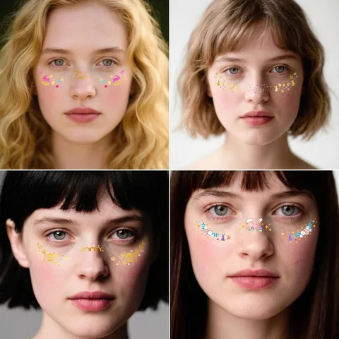 Easter Temporary Face Tattoo Stickers Laser Gold Bronzing Freckle Makeup Rabbit Egg Patterns For Festive Party Decoration
