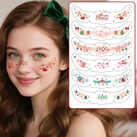 Pegatinas De Tatuaje De Cara Con Pecas De Navidad Decoración De Maquillaje Festivo Suministros De Fiesta Para Niños Tema Navideño